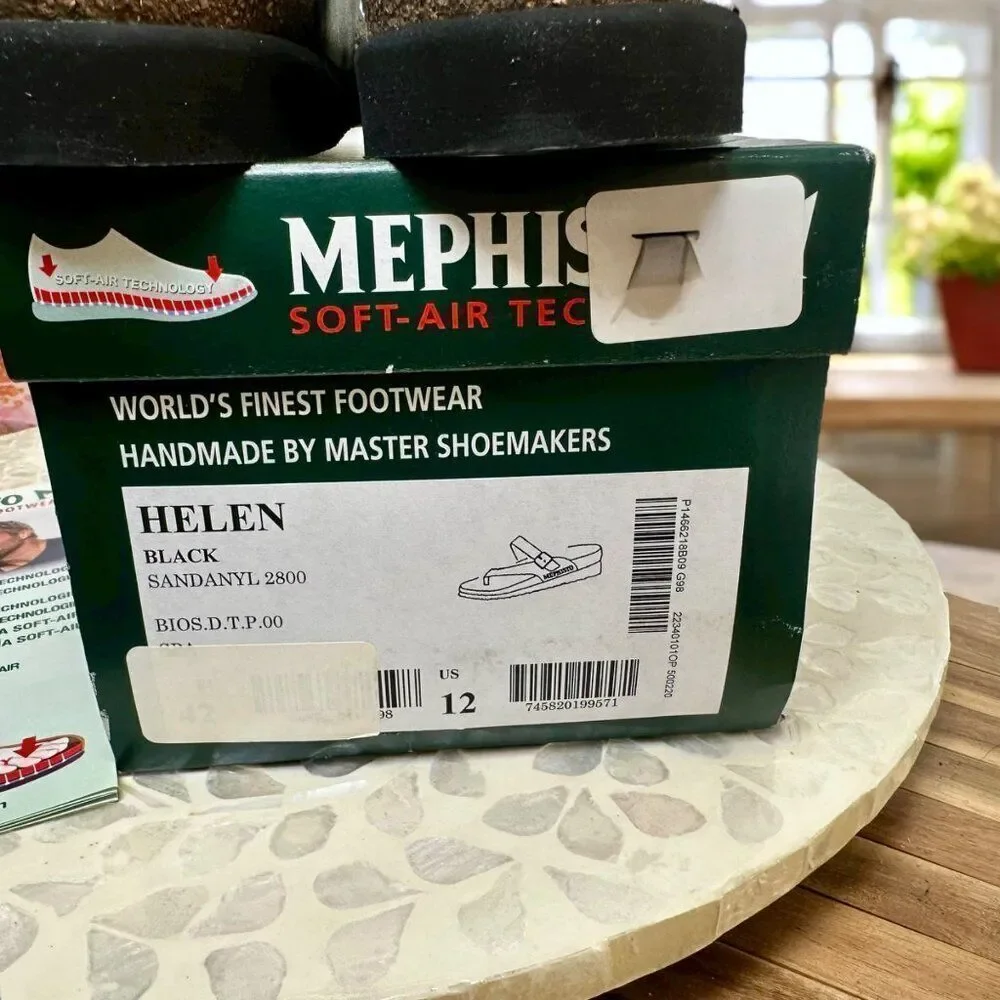 Mephisto Helen Air Soft Supportive Leather Toe Loop Sandal Slide Women 12 EU 42